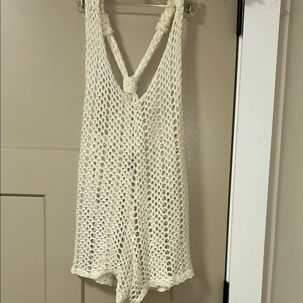 Elegant Cream Knit Swim Cover-Up